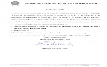 Convocatória Assembleia Geral da CELIUM